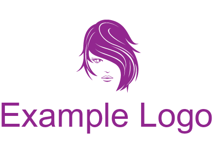 head of woman with short hair across face beauty logo icon
