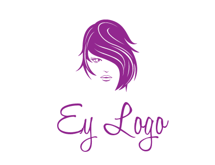 head of woman with short hair across face beauty logo icon
