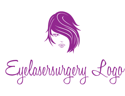 head of woman with short hair across face beauty logo icon