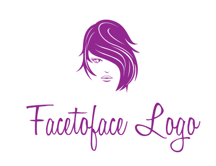 head of woman with short hair across face beauty logo icon