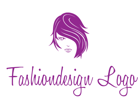 head of woman with short hair across face beauty logo icon