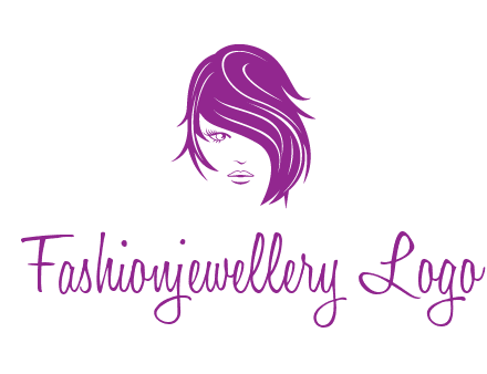 head of woman with short hair across face beauty logo icon