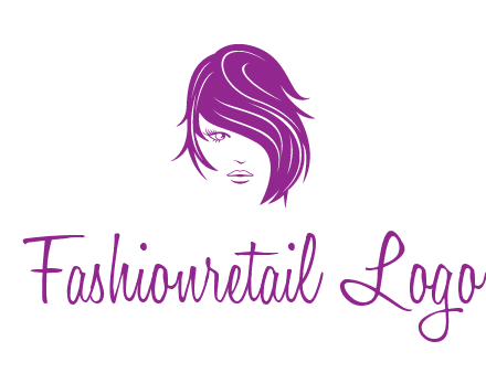 head of woman with short hair across face beauty logo icon