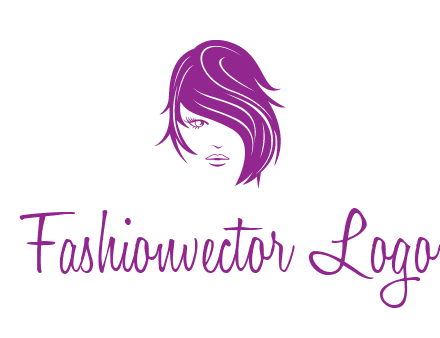 head of woman with short hair across face beauty logo icon