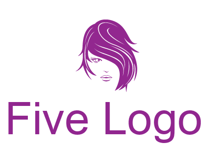 head of woman with short hair across face beauty logo icon