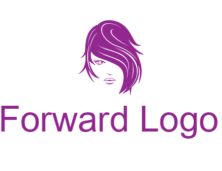 head of woman with short hair across face beauty logo icon