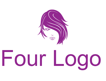 head of woman with short hair across face beauty logo icon