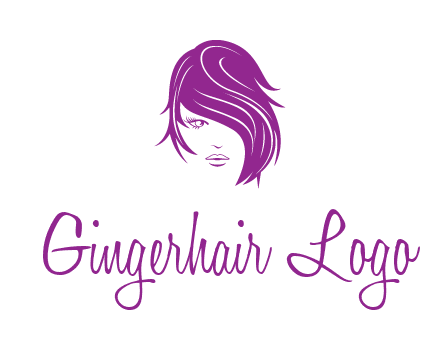 head of woman with short hair across face beauty logo icon
