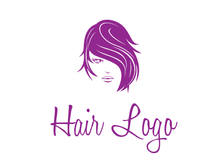 head of woman with short hair across face beauty logo icon