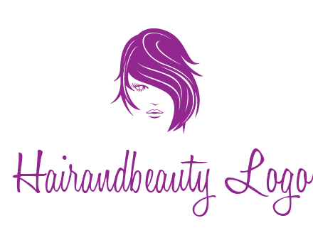 head of woman with short hair across face beauty logo icon