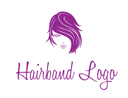 head of woman with short hair across face beauty logo icon