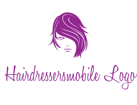 head of woman with short hair across face beauty logo icon