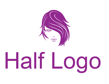 head of woman with short hair across face beauty logo icon
