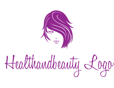 head of woman with short hair across face beauty logo icon