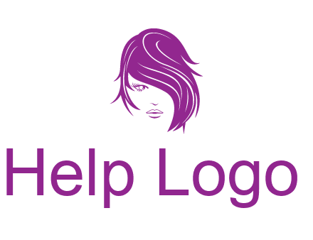 head of woman with short hair across face beauty logo icon