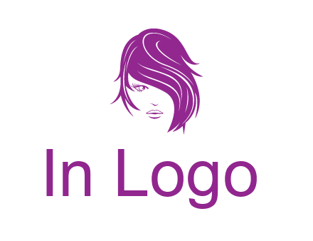 head of woman with short hair across face beauty logo icon