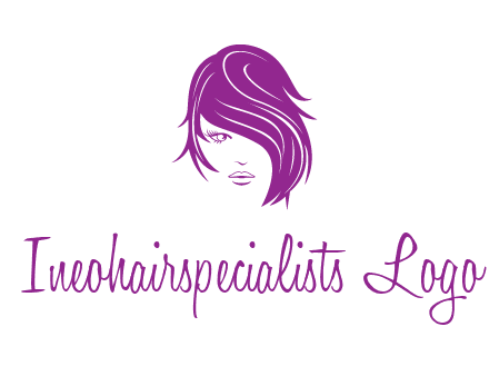 head of woman with short hair across face beauty logo icon