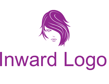 head of woman with short hair across face beauty logo icon