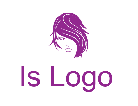 head of woman with short hair across face beauty logo icon