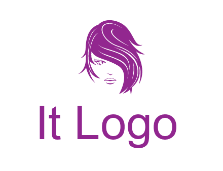 head of woman with short hair across face beauty logo icon