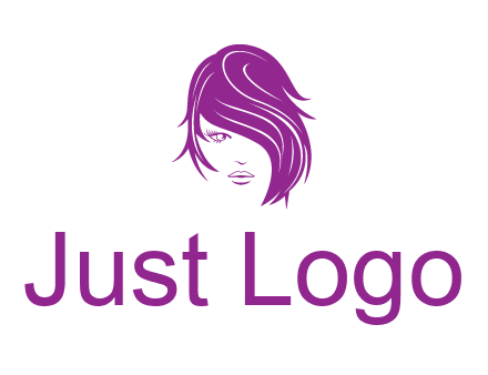 head of woman with short hair across face beauty logo icon