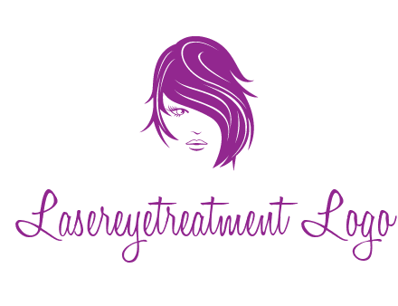head of woman with short hair across face beauty logo icon
