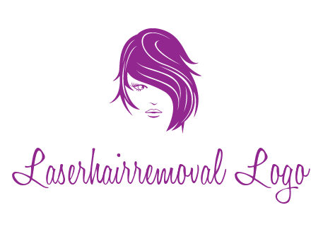 head of woman with short hair across face beauty logo icon