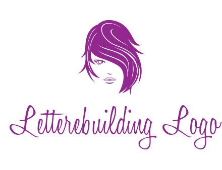 head of woman with short hair across face beauty logo icon