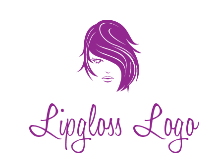 head of woman with short hair across face beauty logo icon
