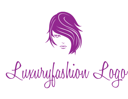 head of woman with short hair across face beauty logo icon