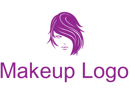 head of woman with short hair across face beauty logo icon