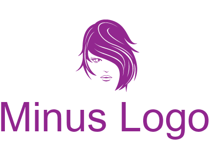 head of woman with short hair across face beauty logo icon