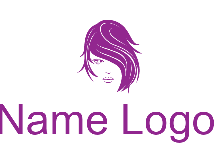 head of woman with short hair across face beauty logo icon