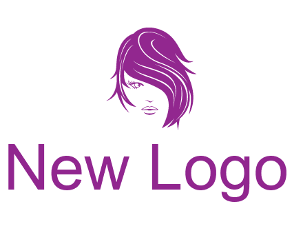 head of woman with short hair across face beauty logo icon