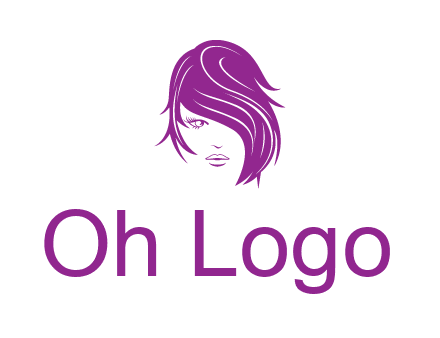 head of woman with short hair across face beauty logo icon