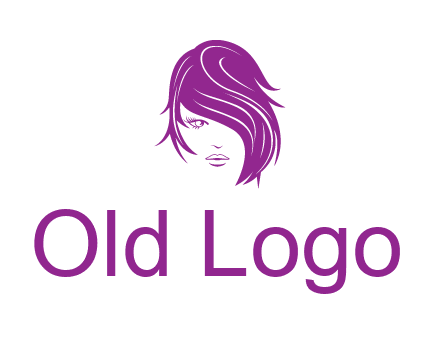 head of woman with short hair across face beauty logo icon