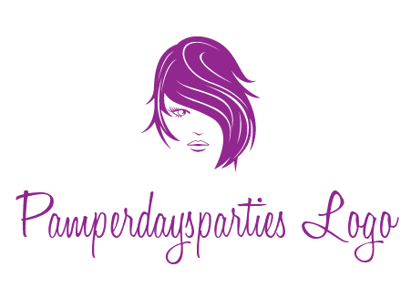 head of woman with short hair across face beauty logo icon