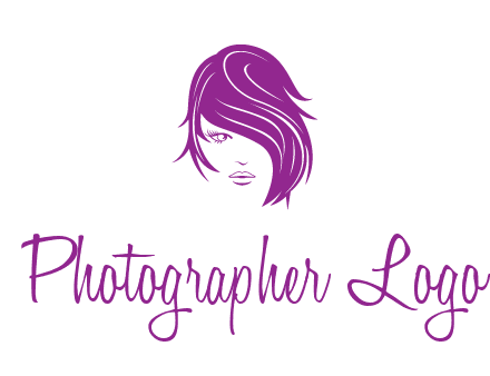 head of woman with short hair across face beauty logo icon