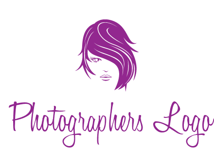 head of woman with short hair across face beauty logo icon