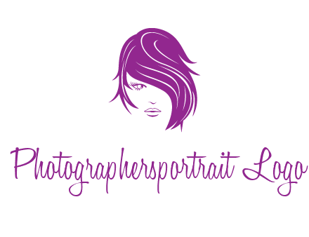 head of woman with short hair across face beauty logo icon