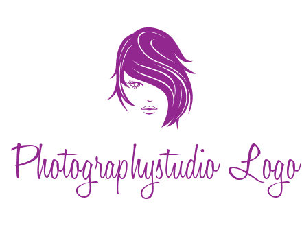 head of woman with short hair across face beauty logo icon