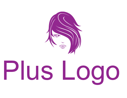 head of woman with short hair across face beauty logo icon
