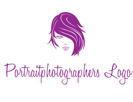 head of woman with short hair across face beauty logo icon