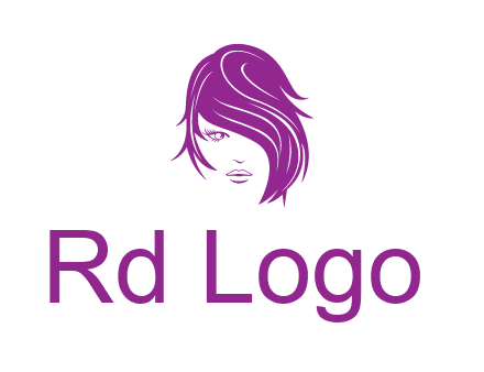 head of woman with short hair across face beauty logo icon