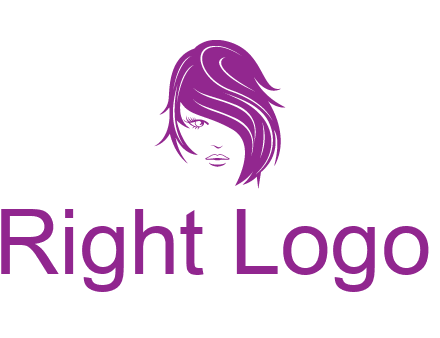 head of woman with short hair across face beauty logo icon