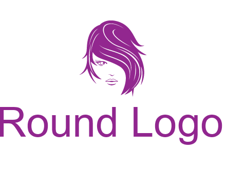 head of woman with short hair across face beauty logo icon