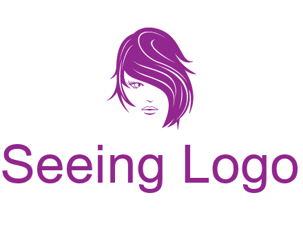 head of woman with short hair across face beauty logo icon