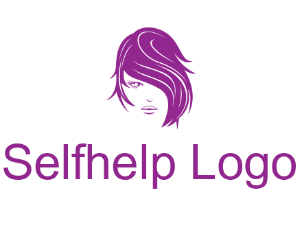 head of woman with short hair across face beauty logo icon