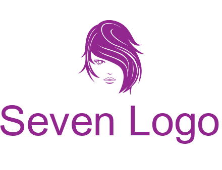 head of woman with short hair across face beauty logo icon