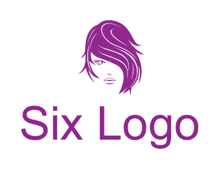 head of woman with short hair across face beauty logo icon
